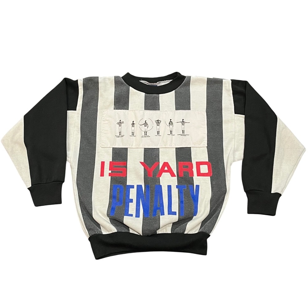 Vintage Bullfrog Referee Stripe 15 Yard Penalty Football Sweatshirt‎ Boys 12 USA